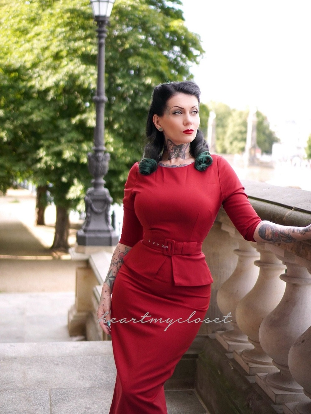 Custom Pinup Red Dress w Peplum